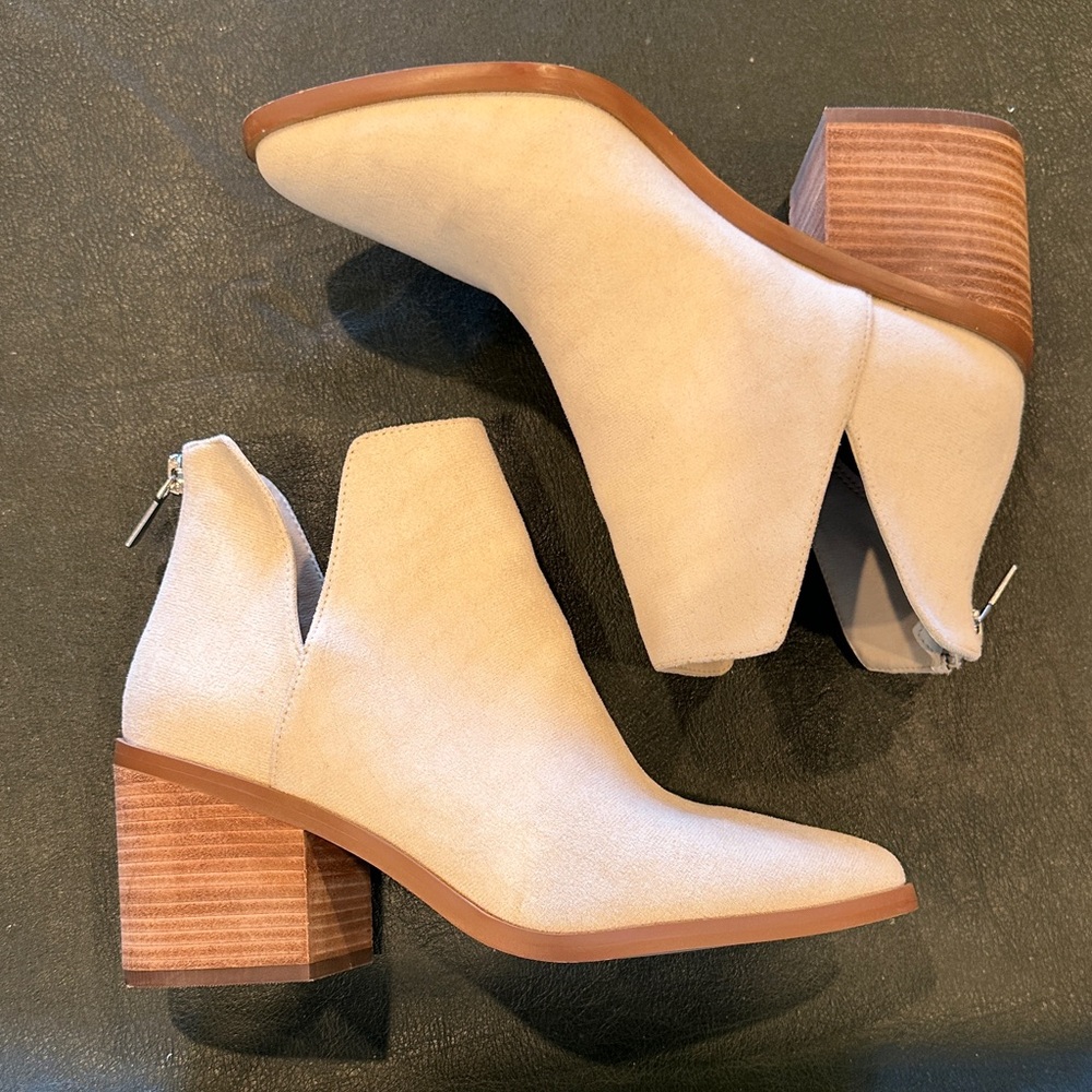 BP Cream Ankle Booties with Wooden Heel-NEW, never worn!!!
